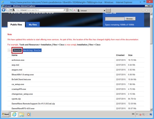 Practice Labs screenshot.